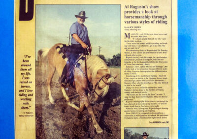 Al Ragusin and his Dancing Horses featured in the Monitor on Sunday September 15, 1996